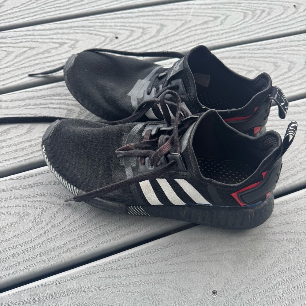 Adidas NMD R1 Black White Red Blue Sneakers Men’s Size 12
